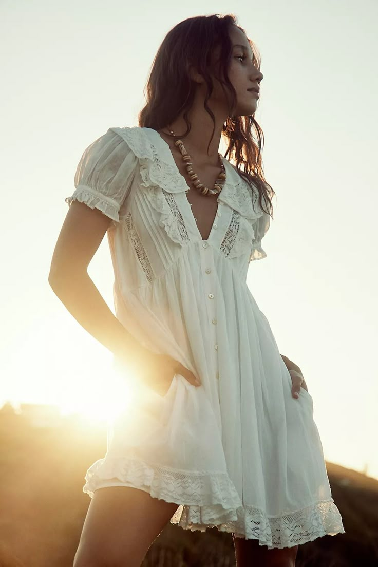 Sunkissed Mini Dress | Free People Air Clay Projects, Free People White Dress, Summer White Dress, Free People Aesthetic, White Dress Outfit, Air Clay, Country Dresses, Mini Sundress, Free People Clothing