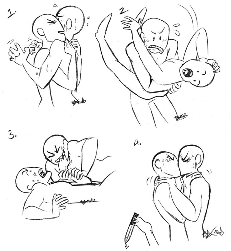 some drawings of people and animals in different poses, one is holding a baby while the other