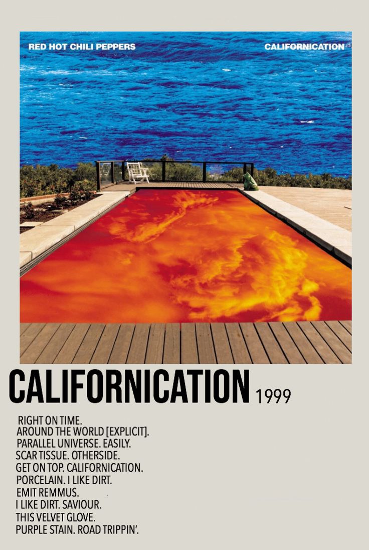 an advertisement for the red hot chili peppers album called californination, 1994