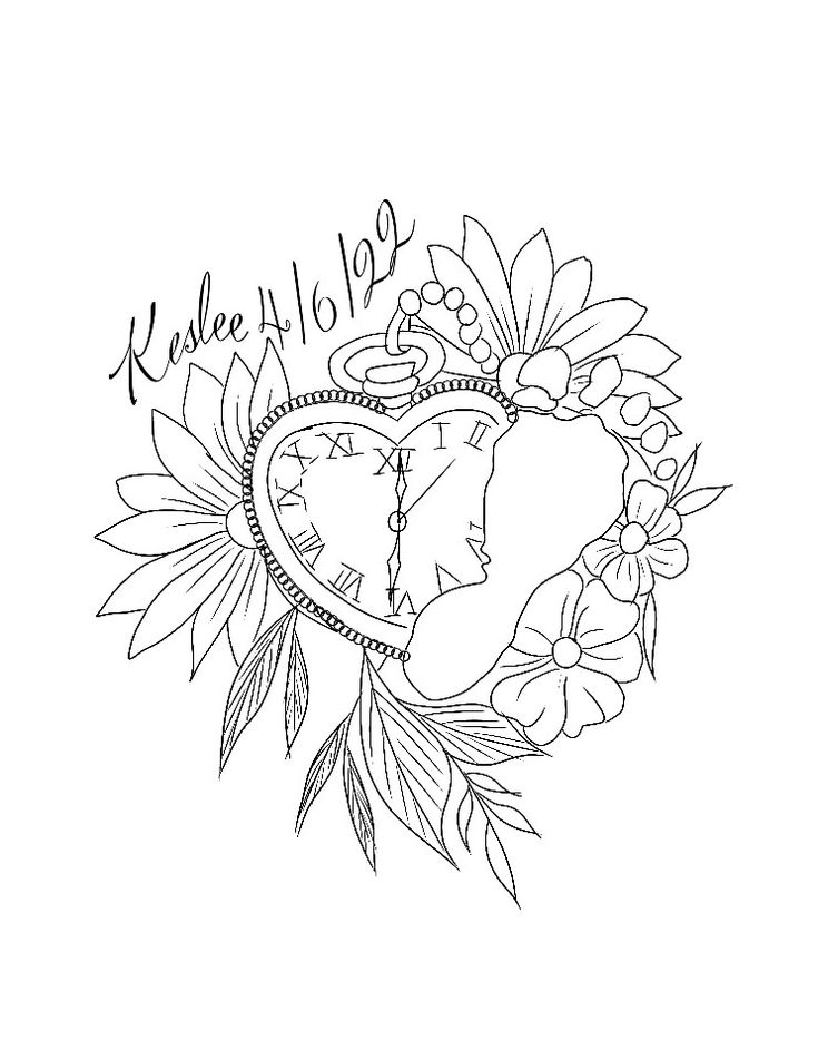 a drawing of a heart with flowers on it and the words kate 4 10 19