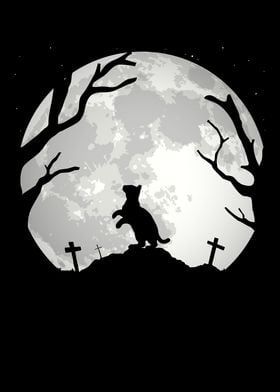 the silhouette of a teddy bear sitting on top of a hill in front of a full moon