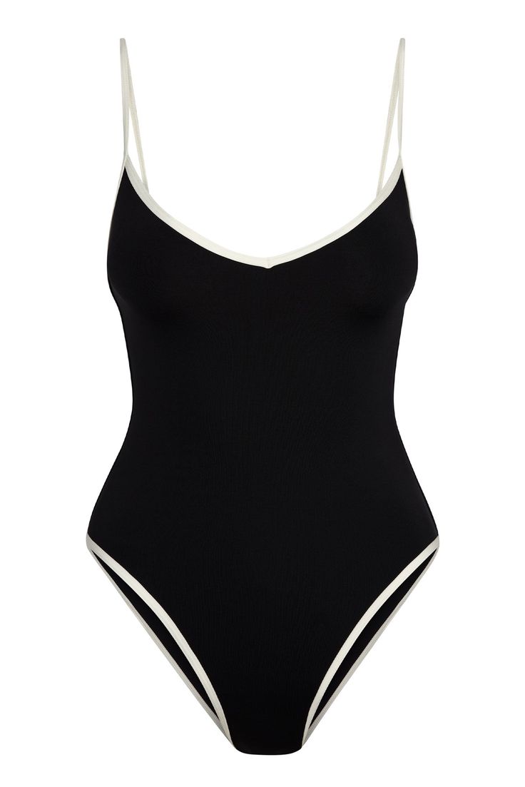 Ravello One Piece - Black/Ivory 80s Swimsuit Vintage, Swimsuits Aesthetic One Piece, Hot One Piece Swimsuit, 1960s Bathing Suits, Classy Bathing Suits, Old Money Swimwear, Swimming Suits One Piece, 90s Bathing Suit, One Piece Swimsuit Aesthetic