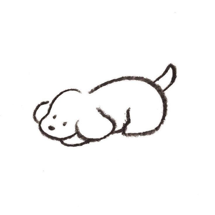 a drawing of a dog laying down on the ground