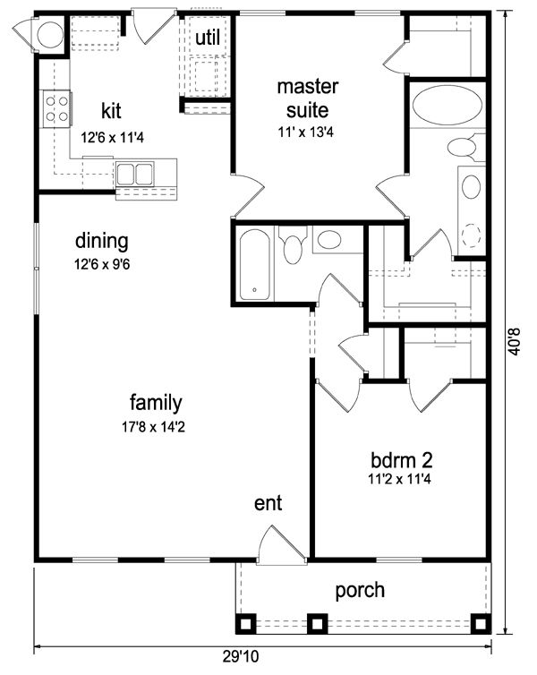 the floor plan for a two bedroom house