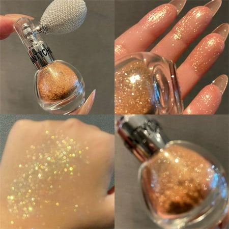 Description: Color: 01 # Mist Nebula (for daily use), 02 # Age Gilded Gold (recommended for bride makeup), 03 # Moonlight Star Sparkling (sparkling) Net content: 3.5g Shelf life: 3 years Features: Lightweight texture, delicate powder, giving you a glossy skin. You just need to aim the nozzle at your face, hair, or body, spray it evenly on your skin, and it will make you shine from head to toe. It can be used as eye shadow, loose powder, high gloss powder, repair power, etc. to brighten the skin Hazel Contacts, Sparkle Makeup, Hadiah Diy, Party Make-up, Highlighter Powder, Shimmer Makeup, Batons Matte, Glitter Spray, Gloss Labial