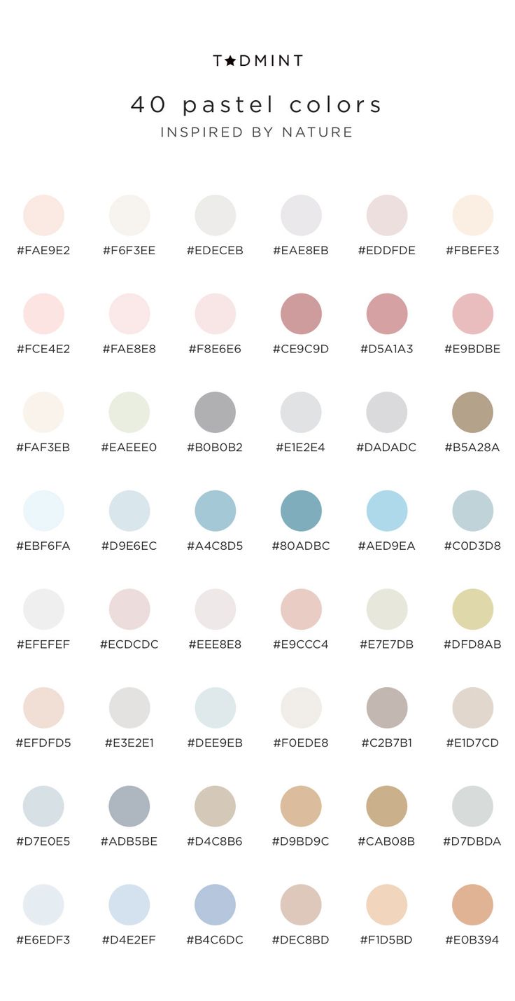 8 Pastel Color Palettes Inspired by Nature – TADMINT Hex Color, Hiasan Bilik Tidur, Pantone Colour Palettes, Hex Color Palette, Color Schemes Colour Palettes, Hex Color Codes, Pastel Colour Palette, Kraf Diy, Color Palette Design