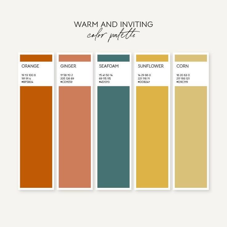 the color scheme for warm and inviting paint palettes in shades of orange, brown, yellow