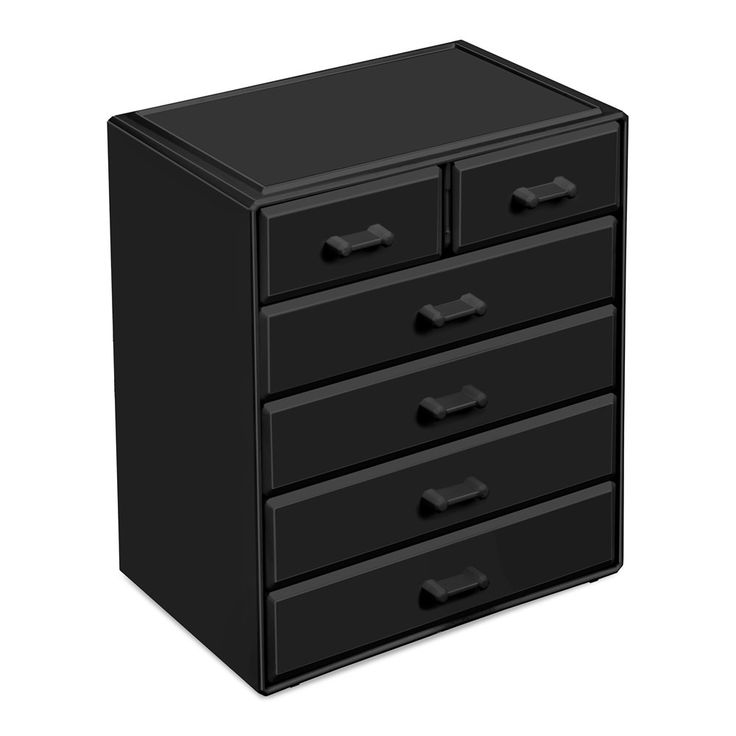 a black filing cabinet with five drawers