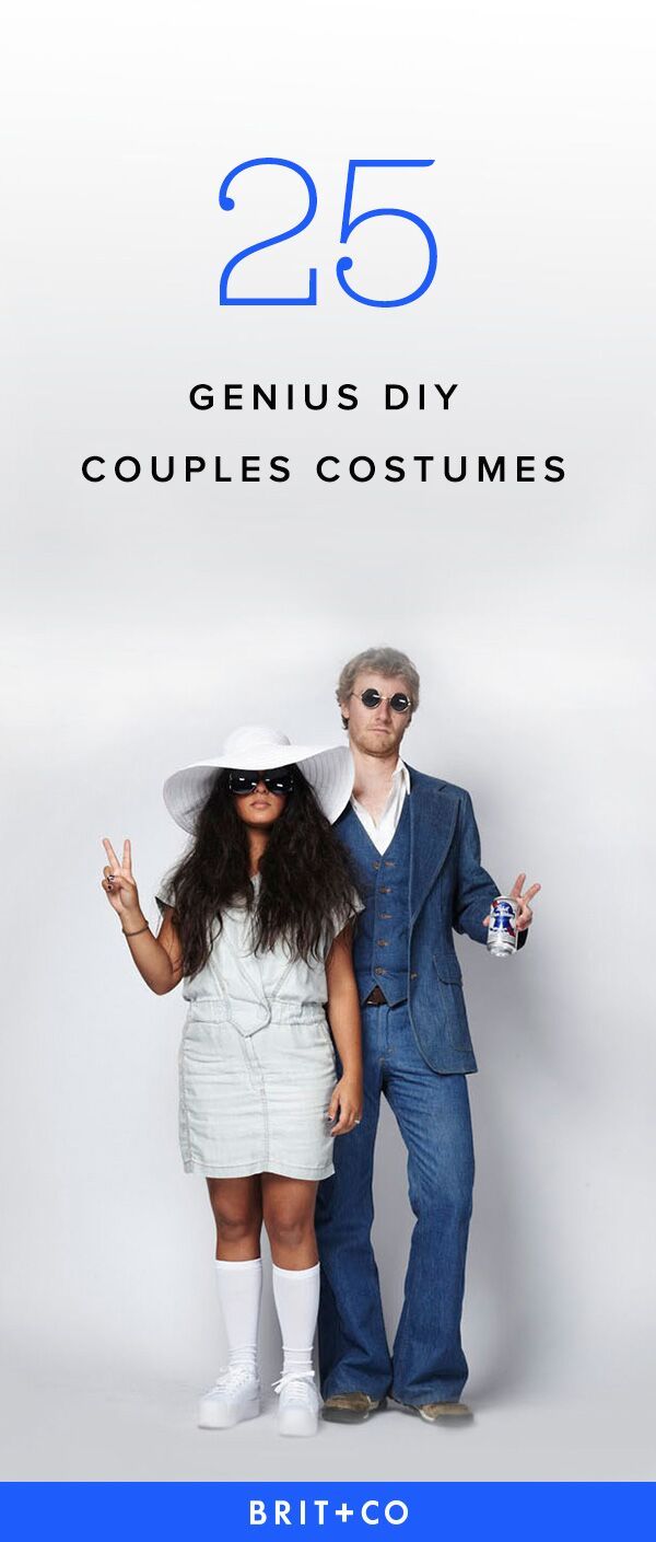 a man and woman dressed up in costumes with the caption 25 genius diy couples costumes