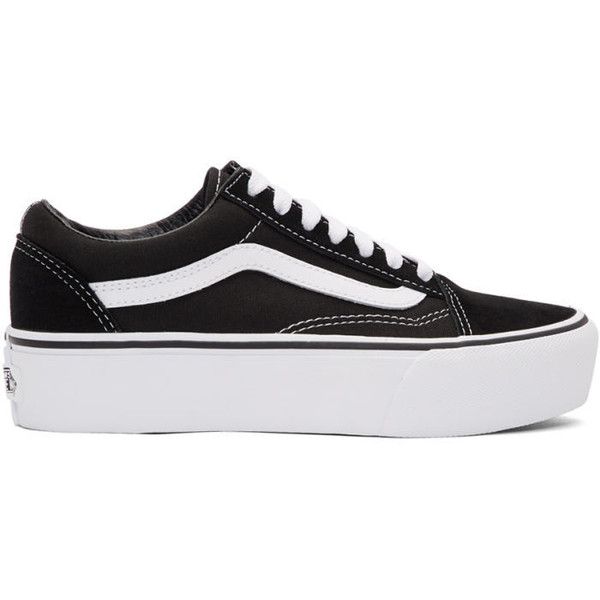 Vans Black and White Old Skool Platform Sneakers ($66) ��❤ liked on Polyvore featuring shoes, sneakers, vans, zapatos, vans sneakers, black and white trainers, platform sneakers, black leather sneakers and black white sneakers Sneakers Black And White, Black Platform Sneakers, Black Lace Shoes, Old Skool Platform, New Fashion Clothes, Shoes Sneakers Black, White Platform Sneakers, Black And White Trainers, Diy Sneakers