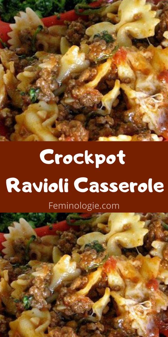 crock pot bowtie casserole with meat and vegetables