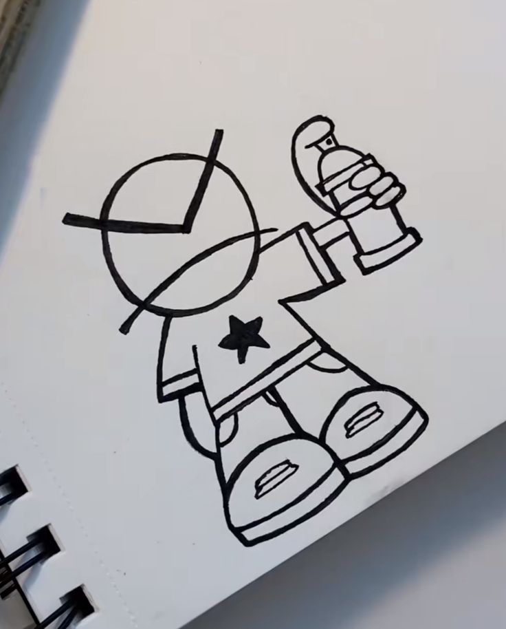 a drawing of a cartoon character holding a bottle