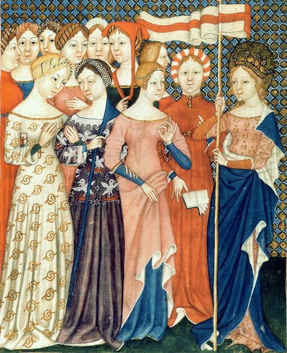 14th Century Fashion, 14th Century Clothing, Medieval Garb, Medieval Clothes, Medieval Woman, Medieval Life, Book Of Hours, Medieval Costume, Century Clothing