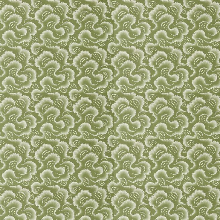 a green and white wallpaper with swirly designs on it's surface,