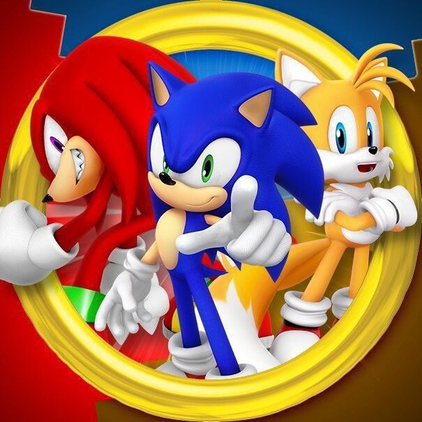 the sonic and tails characters are in a circle