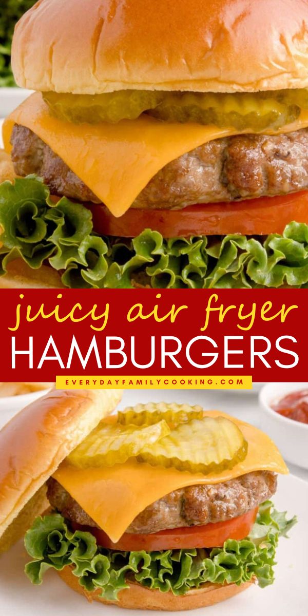 How to make air fryer hamburgers that cook perfectly and stay juicy every time! Air Fryer Hamburgers, Frying Recipes, How To Cook Hamburgers, How To Make Hamburgers, Juicy Hamburgers, Cooks Air Fryer, The Best Burger, How To Cook Burgers, Air Fryer Oven Recipes