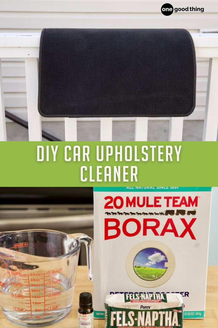 diy car upholstery cleaner and cleaning supplies on a table