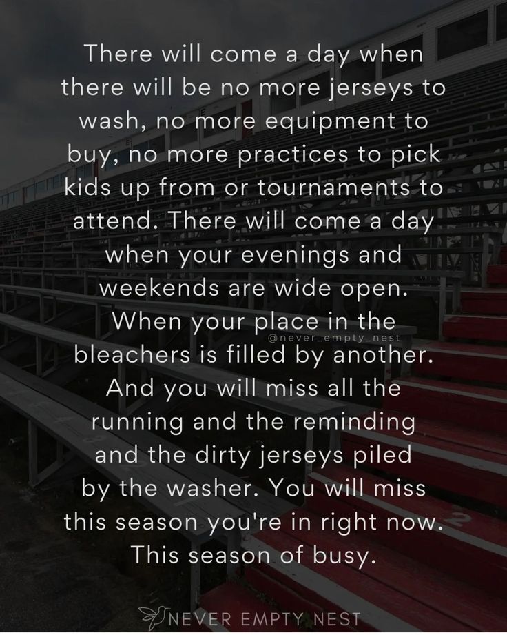 an empty bleachers with the words, there will come a day when there will be