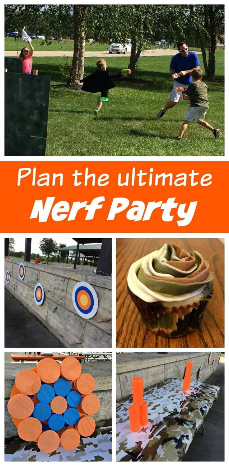 the ultimate nerf party for kids is complete with games and activities to play in the park