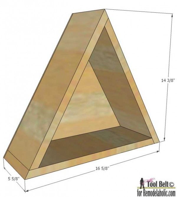 a wooden triangle is shown with measurements to make it look like it has been built into the