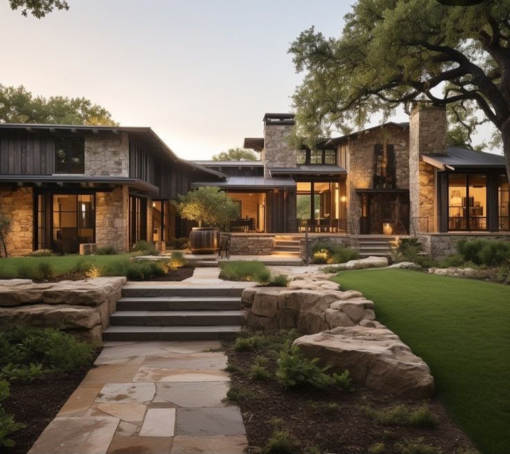 a house with stone steps leading up to it