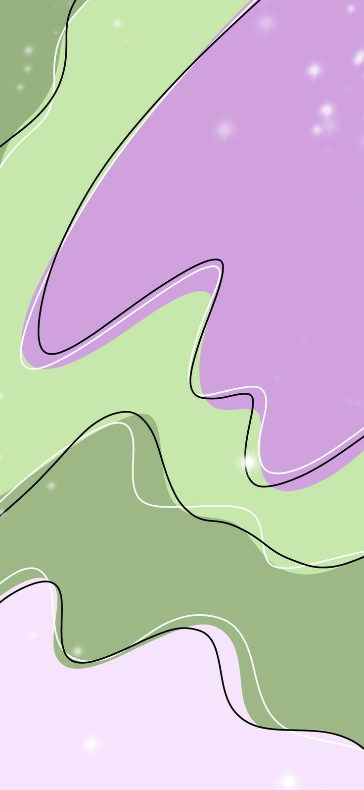 an abstract painting with purple and green colors