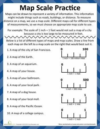 the map scale practice sheet for students to learn how to use it in their classroom