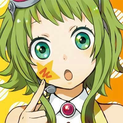 an anime character with green hair and big eyes making the peace sign for the camera