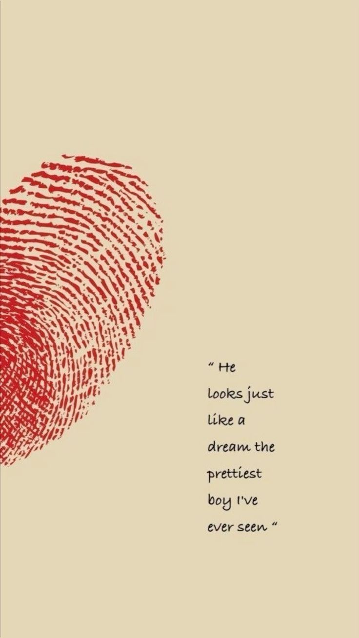 a red fingerprint on a beige background with the words, he looks just like a dream