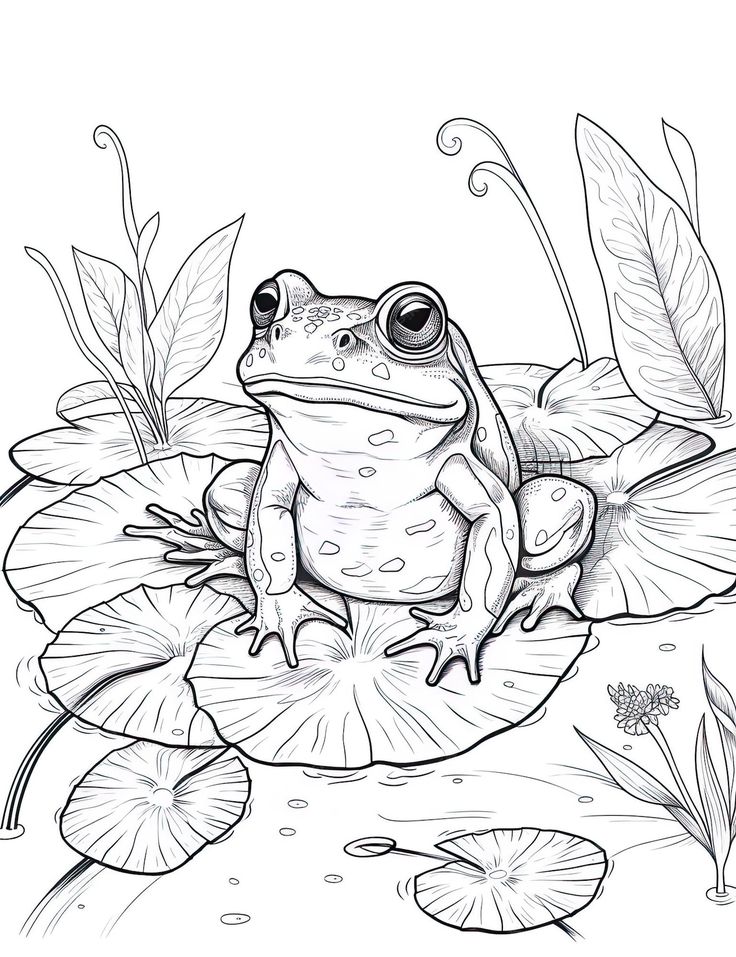 a frog sitting on top of a lily pad