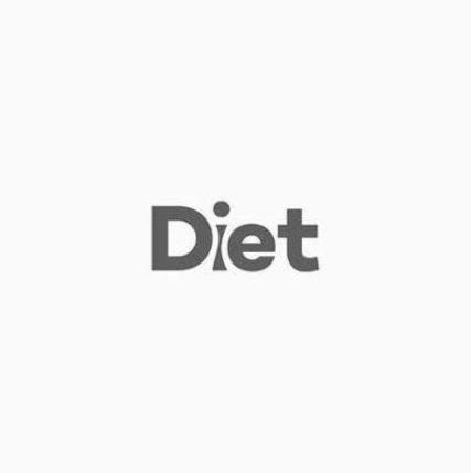 the word diet is written in grey on a white background