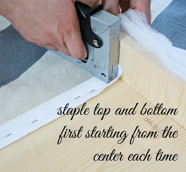 a person using a stapler to cut wood with the words, simple top and bottom first starting from the center each time