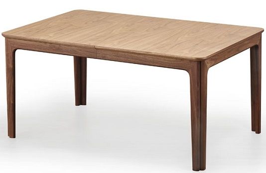 a wooden table with two legs and a square shaped top, on a white background