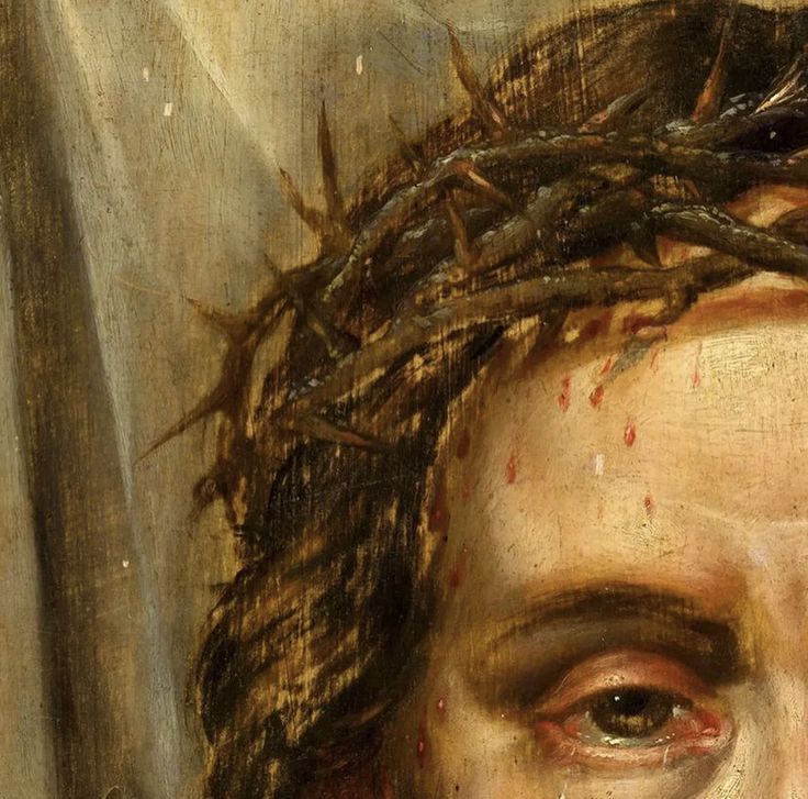 the face of jesus with crown of thorns on his head