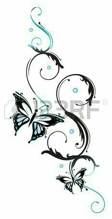 an artistic tattoo design with butterflies and bubbles