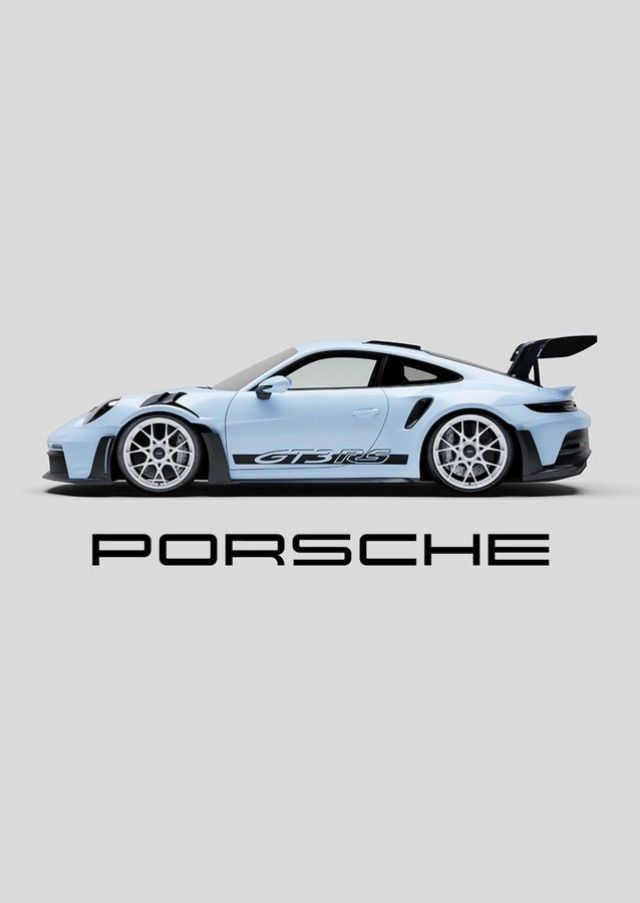 a blue sports car with the word porsche on it