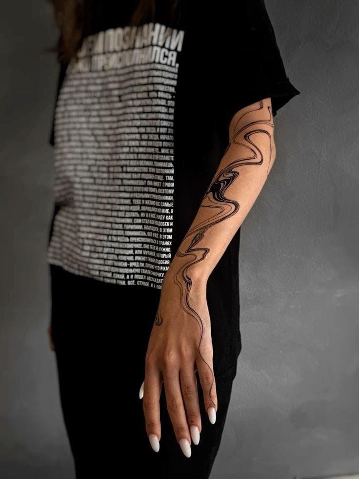 a woman's arm with tattoos on it