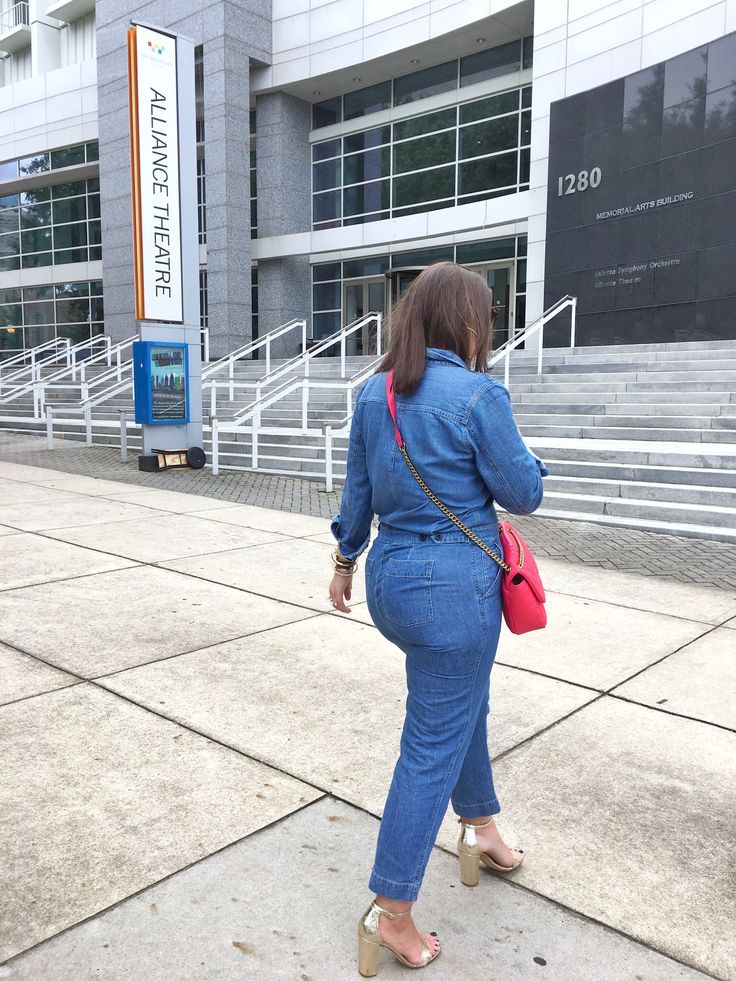 FALL FASHION: DENIM JUMPSUIT @julia.marie.b Denim Boiler Suit, Casual Chic Denim, Fall Fashion Denim, Julia Marie, Denim Coverall, Outfit Denim, Coverall Jumpsuit, Atlanta Fashion, Perfect Cardigan