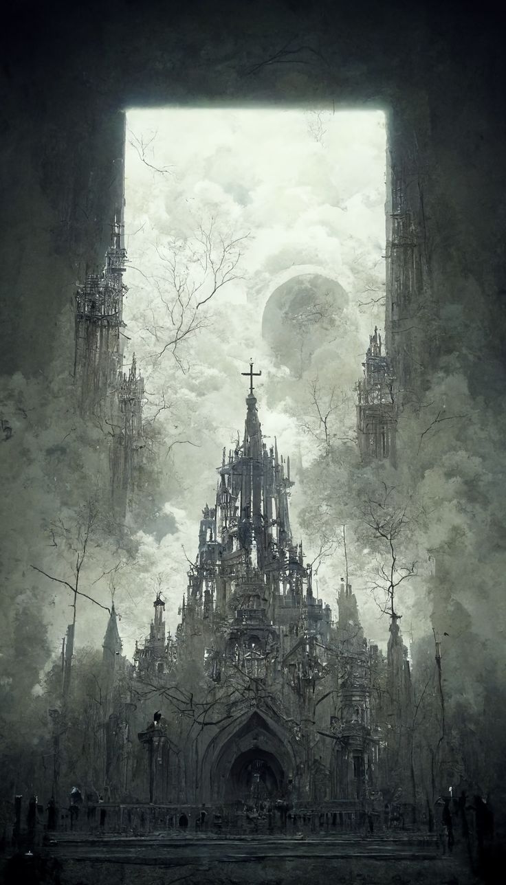 an image of a gothic castle in the sky