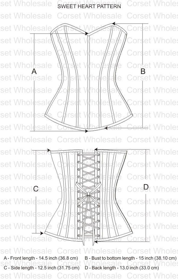 the front and back view of a women's corset