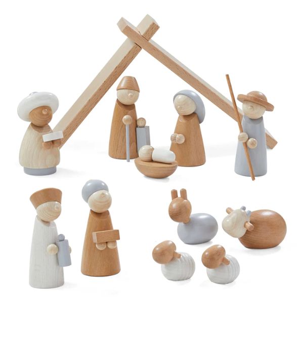 a nativity scene with figurines and decorations