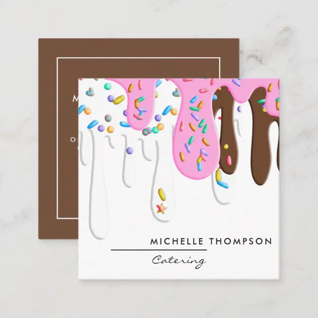 two business cards with donuts and sprinkles on them