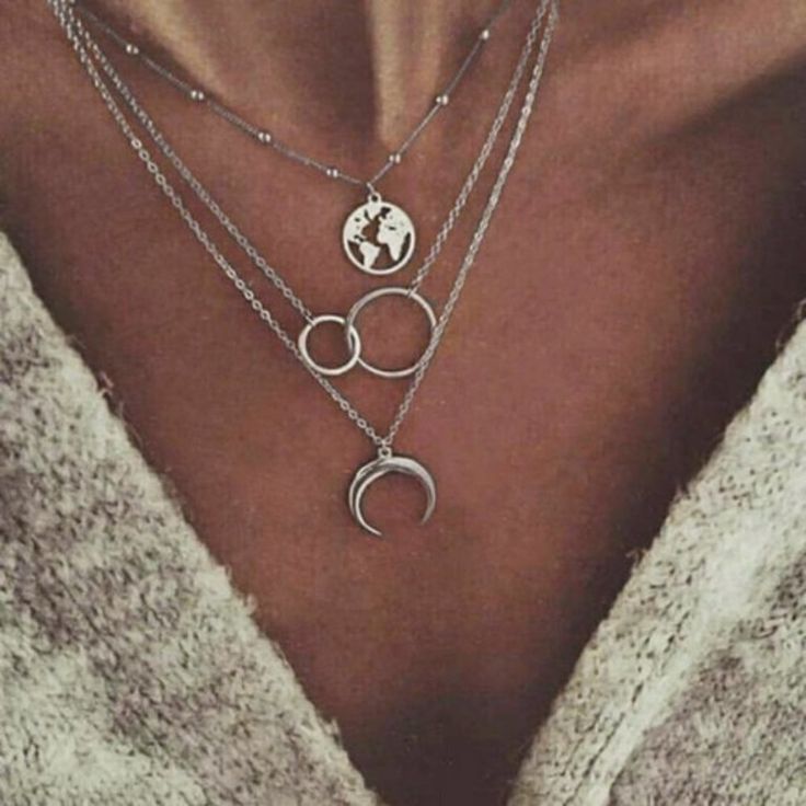 New Not All Boutique Items Come Tagged, Depends On The Distributor Crescent Moon Jewelry, Trendy Items, Moon Crescent, Necklace Moon, Map Necklace, Layered Necklace Set, Moon Pendant Necklace, Couple Jewelry, Crescent Moon Necklace