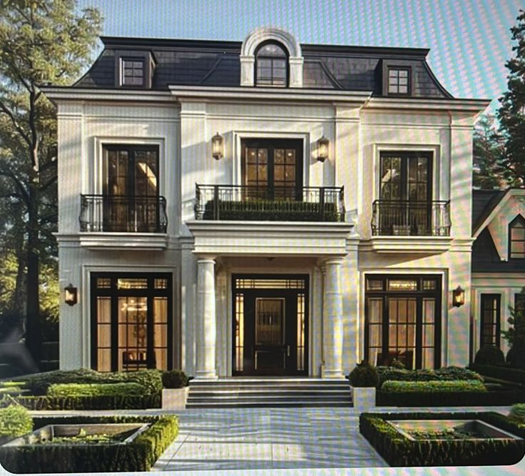 this is an artist's rendering of a two story house with balconies