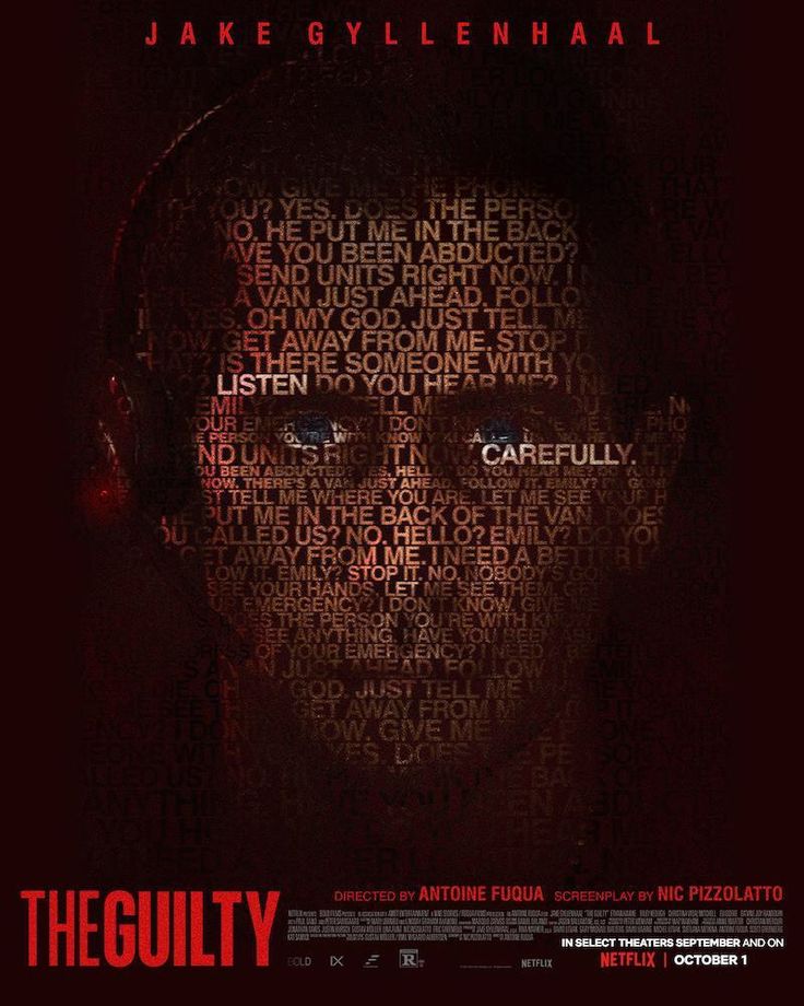 the guilty movie poster with an image of a man's face and words all over it