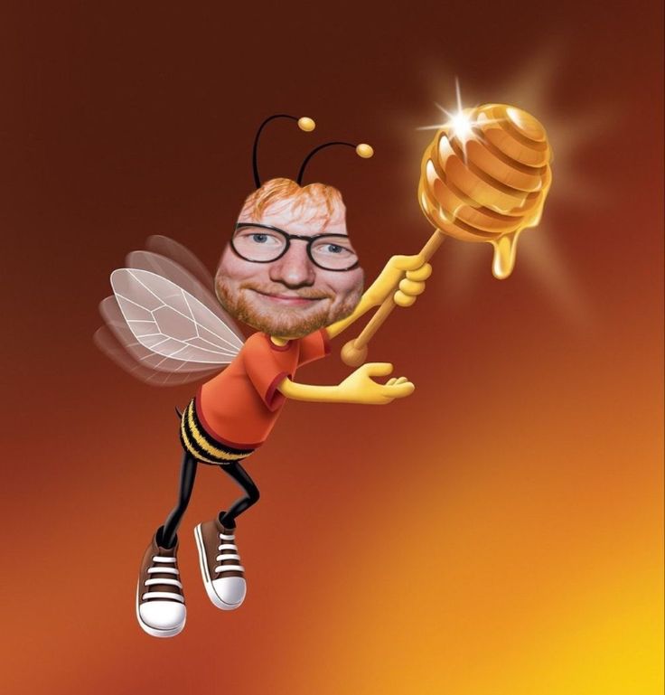 a cartoon character flying through the air holding a honey