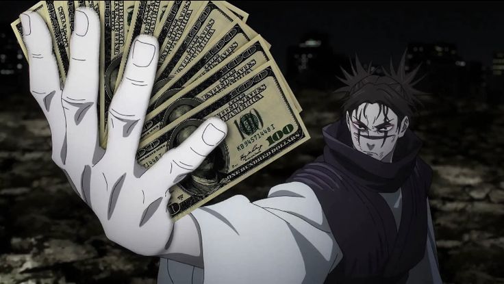 a person holding up money in front of their face