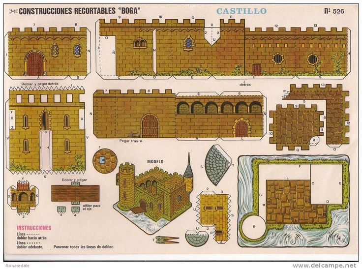 an old paper model of a castle with instructions on how to build it and where to put