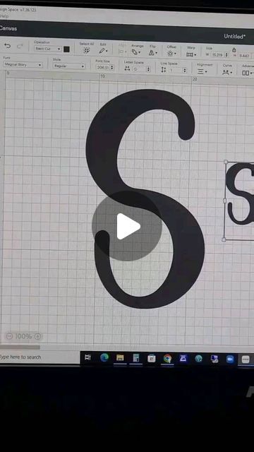 a computer screen with the letter s on it