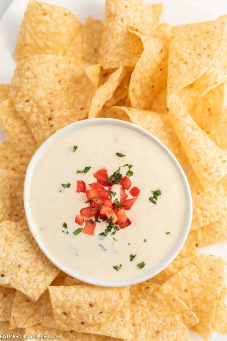 a white plate topped with chips and salsa